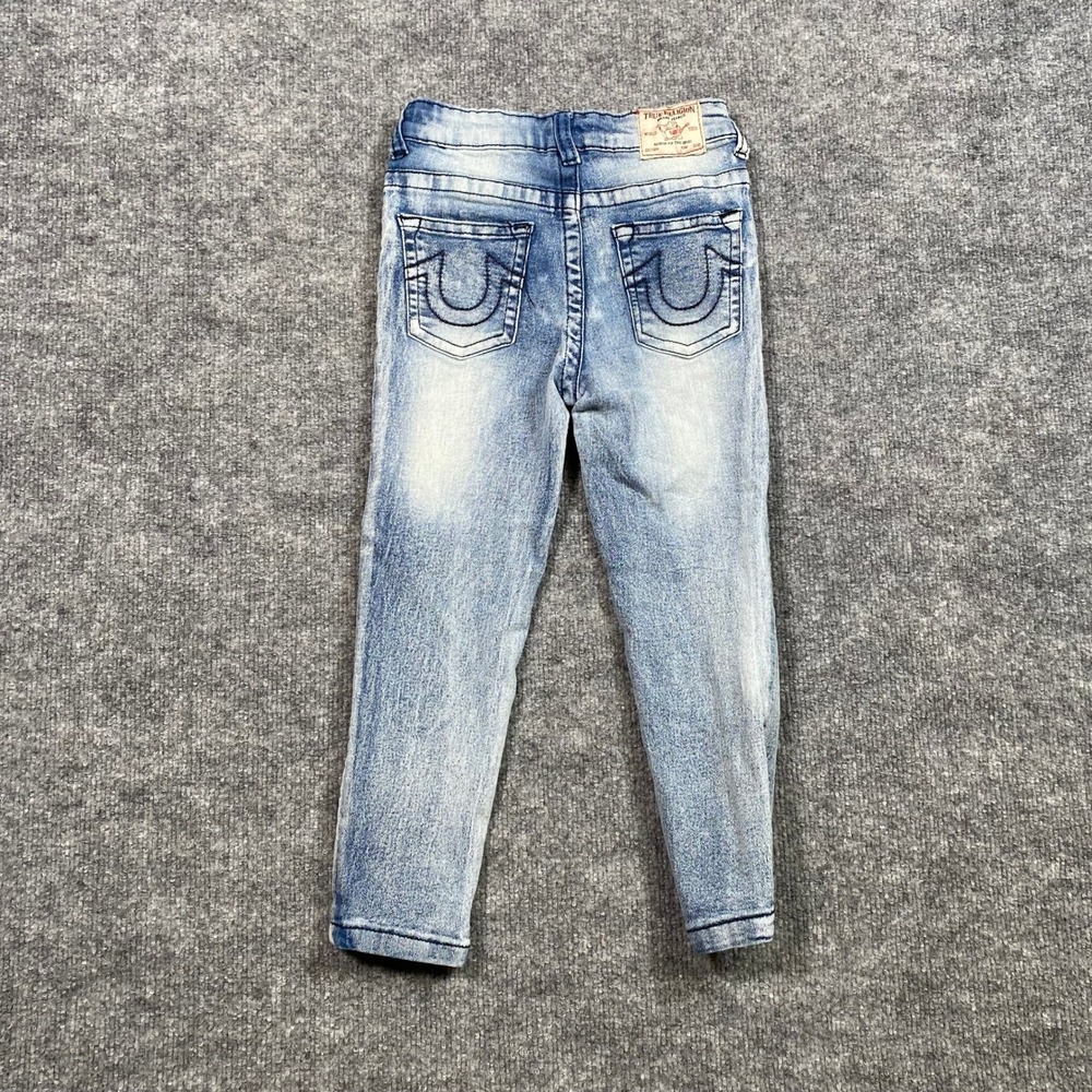 True Religion Kids Light Wash Skinny Jeans Size M 5/6 Horseshoe Stitching Blue